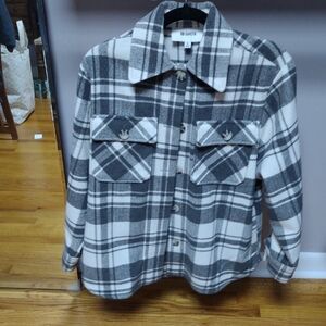 BB Dakota Gray and White Plaid Shirt Jacket